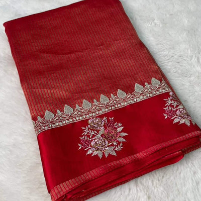 Exclusive tissue silk with satin Katan border