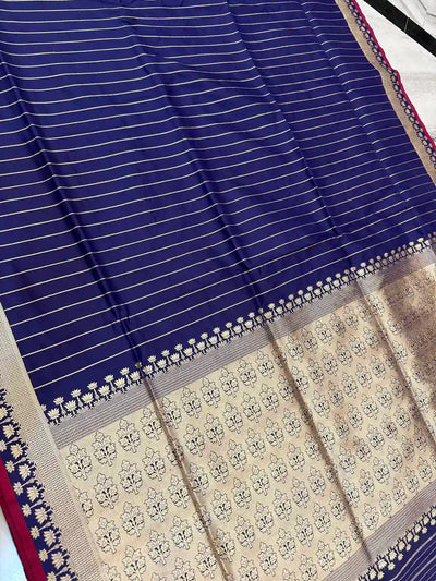 Exclusive pure handmade Katan kaduwa golden lotus Banarasi silk saree