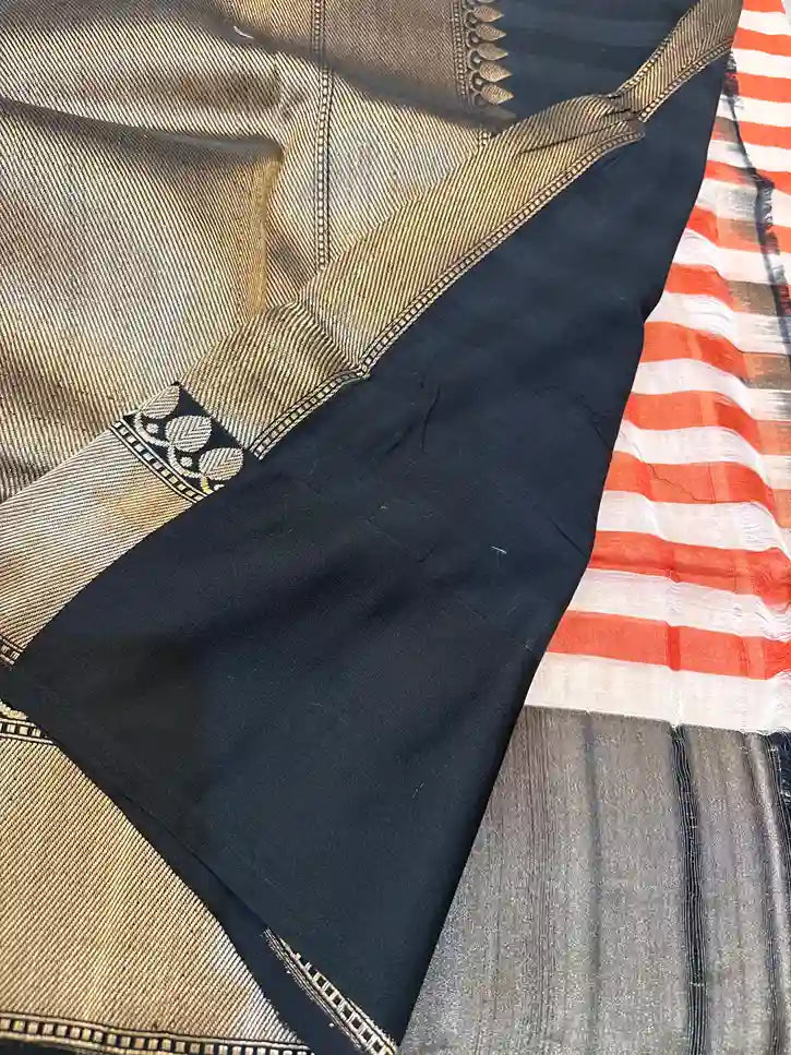 Exclusive pure handloom cotton stripe Banarasi silk saree