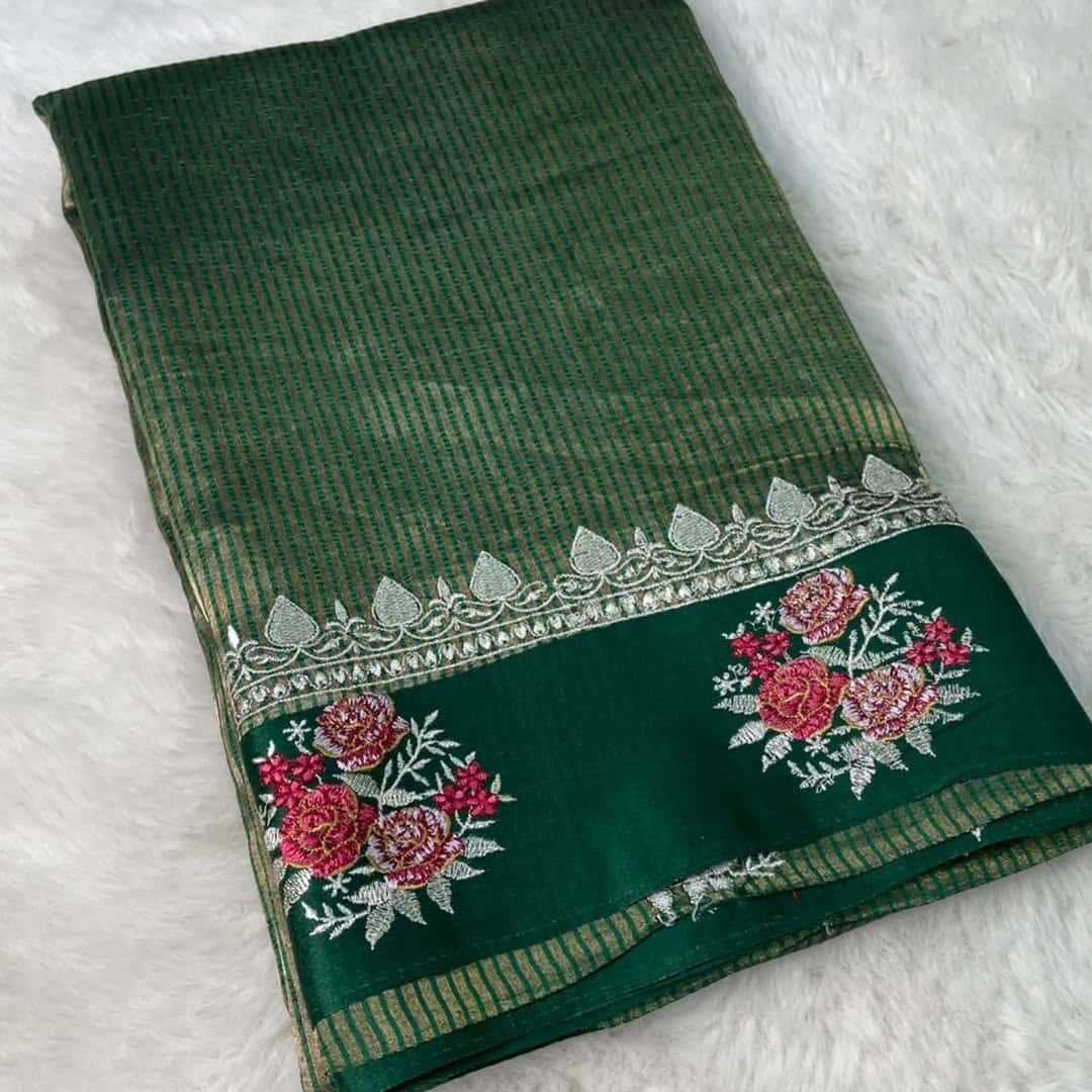 Exclusive tissue silk with satin Katan border