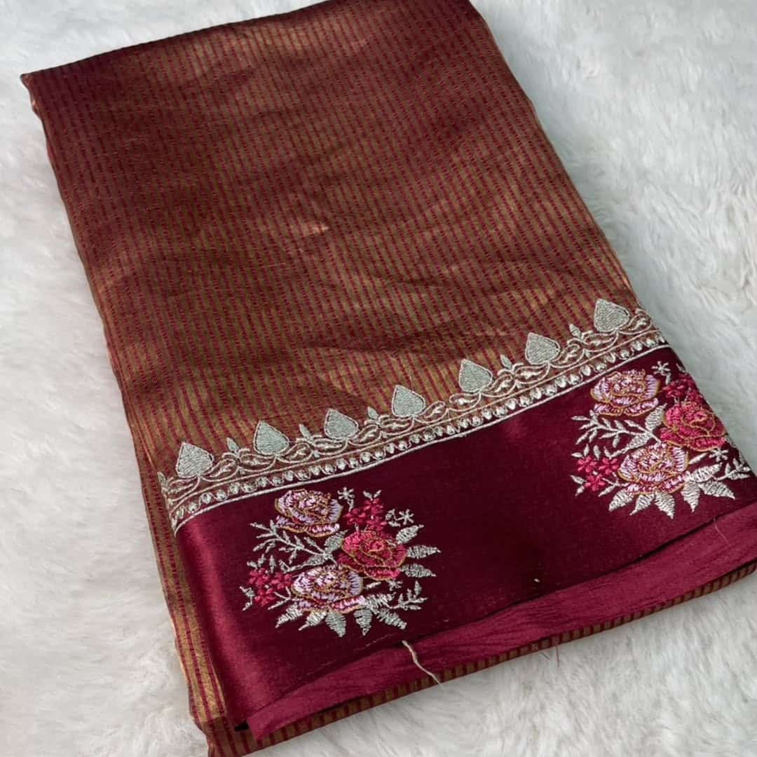 Exclusive tissue silk with satin Katan border