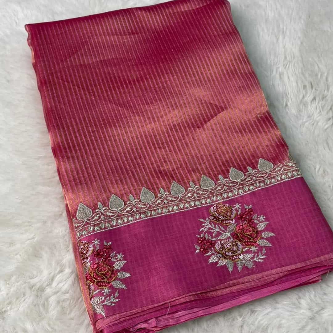 Exclusive tissue silk with satin Katan border