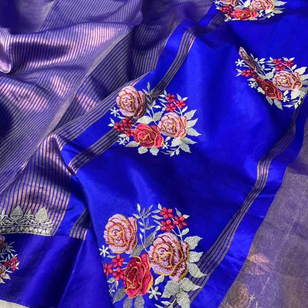 Exclusive tissue silk with satin Katan border