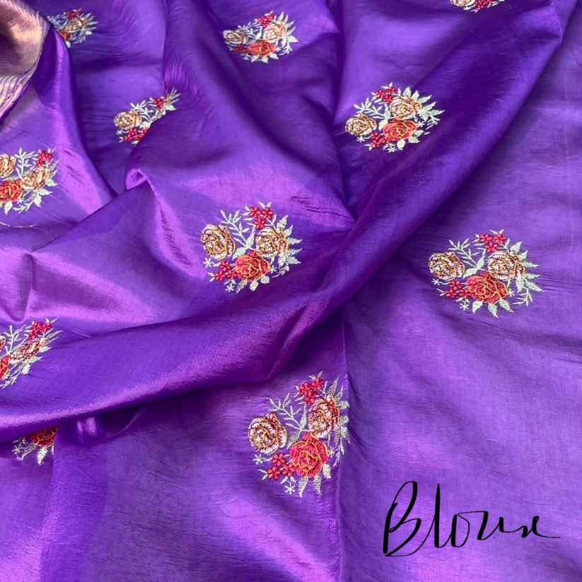 Exclusive tissue silk with satin Katan border