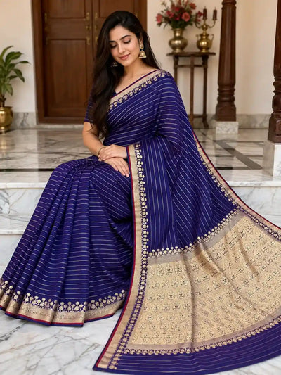 Exclusive pure handmade Katan kaduwa golden lotus Banarasi silk saree