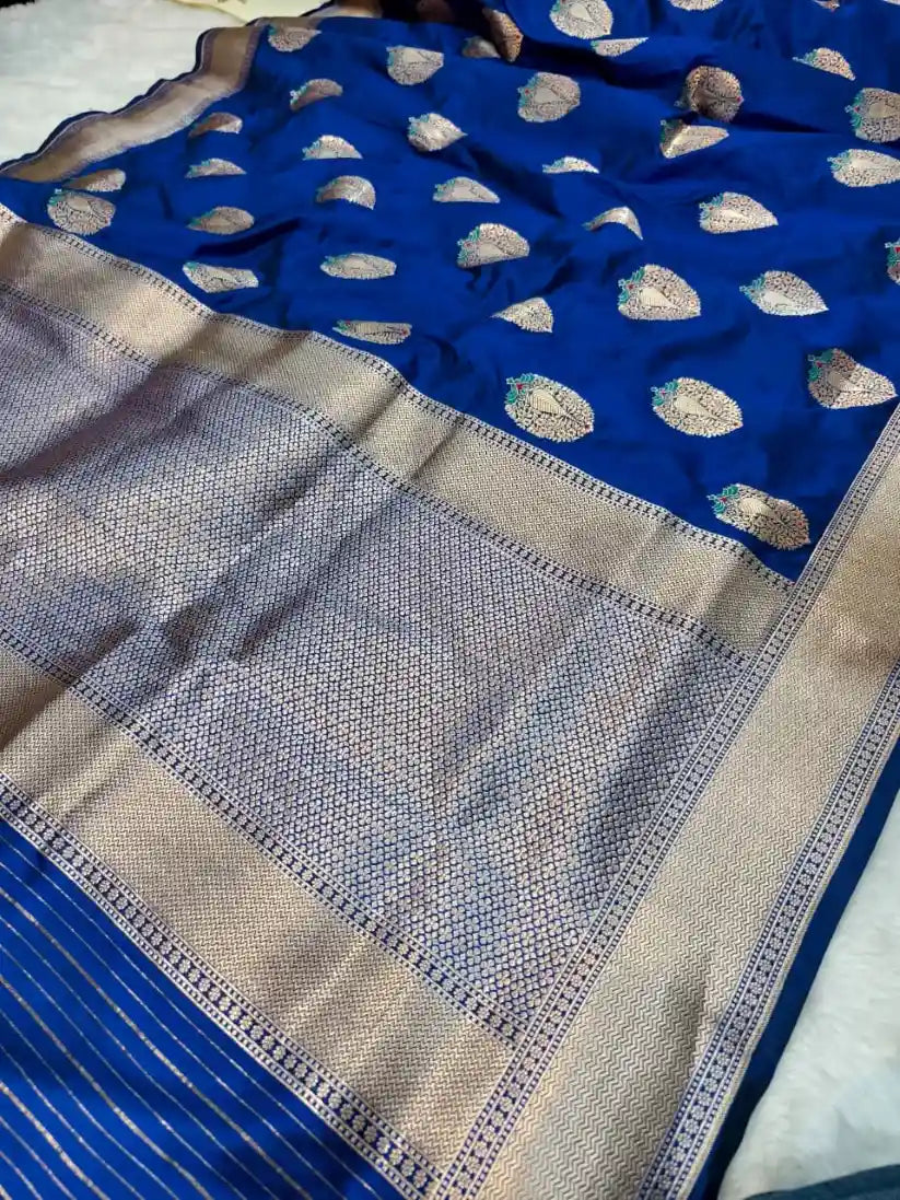 Luxurious Neeta Ambani pure handmade katan peacock design weaving traditional Banarasi silk saree