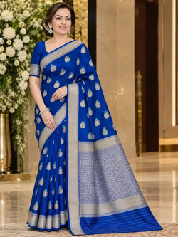 Luxurious Neeta Ambani pure handmade katan peacock design weaving traditional Banarasi silk saree