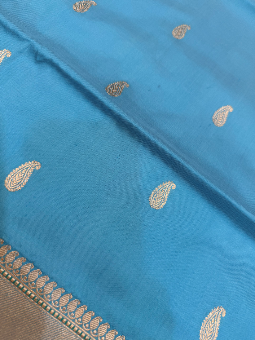 Luxurious pure handmade khaduwa katan lock weaving  traditional border Banarasi silk saree