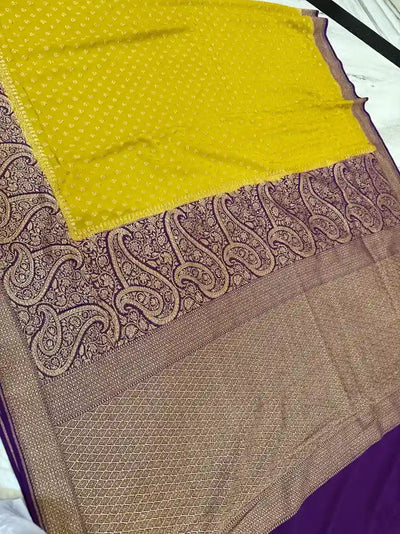 Exclusive Luxury Pure Handmade Khaddi Georgette Banarasi silk saree