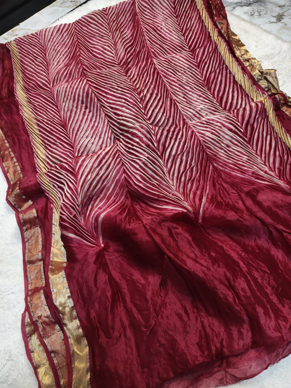exclusive pure organza Arshi  crush dye Banarasi saree