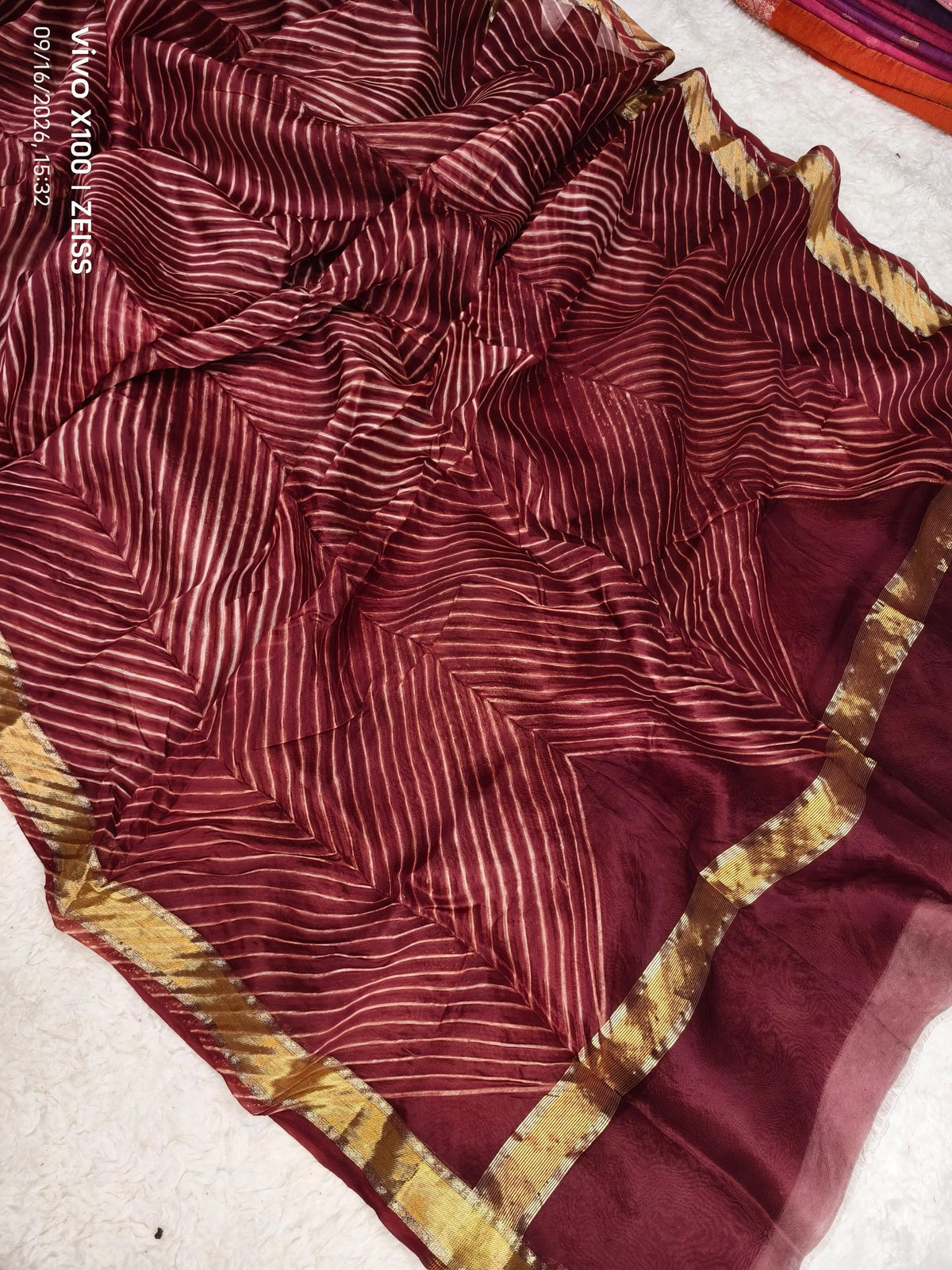 exclusive pure organza Arshi  crush dye Banarasi saree