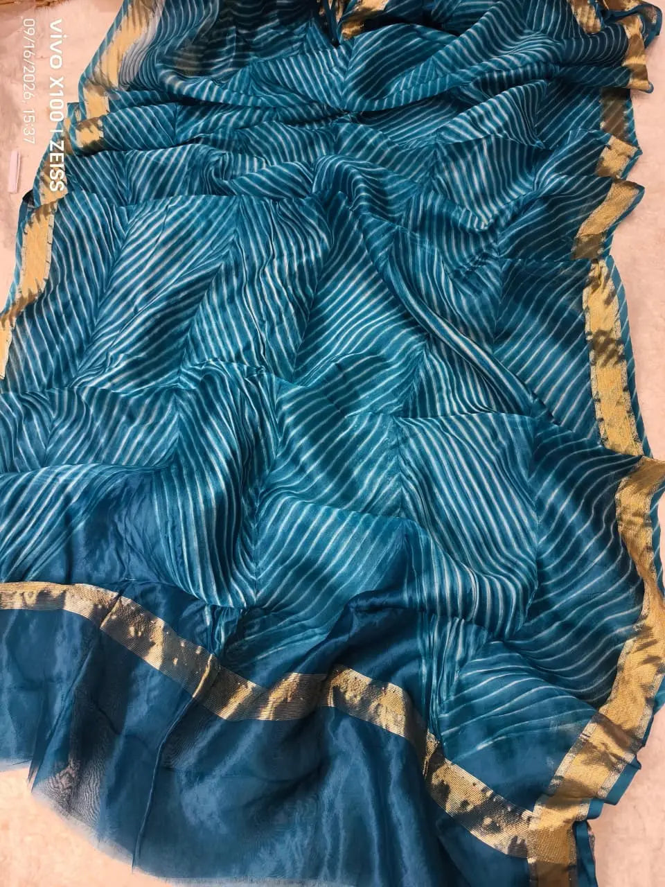 exclusive pure organza Arshi  crush dye Banarasi saree