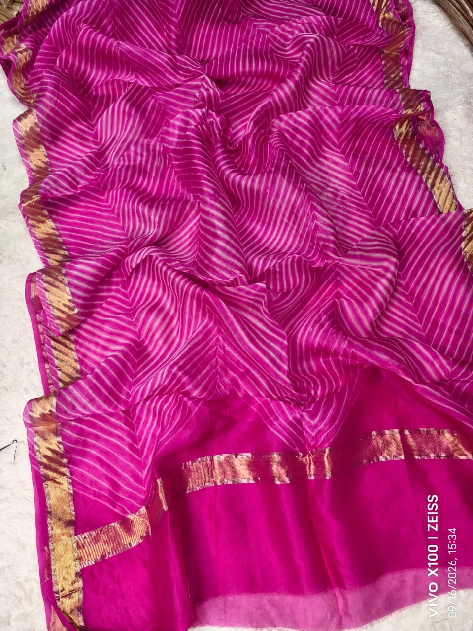 exclusive pure organza Arshi  crush dye Banarasi saree