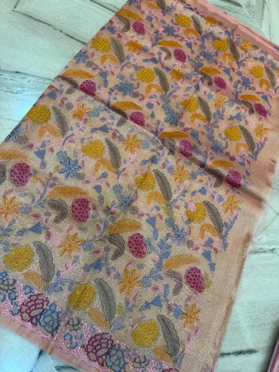 Piece Banarasi Tissue Embroidery  Silk Suit