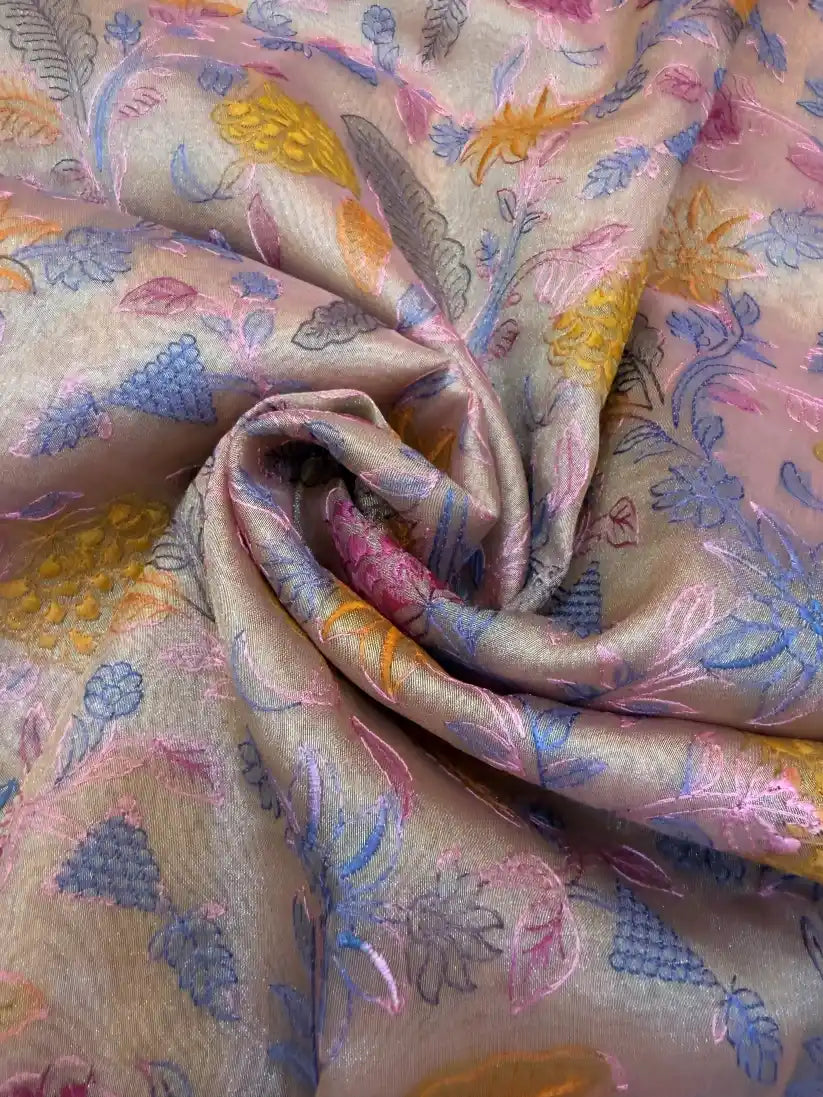 Piece Banarasi Tissue Embroidery  Silk Suit