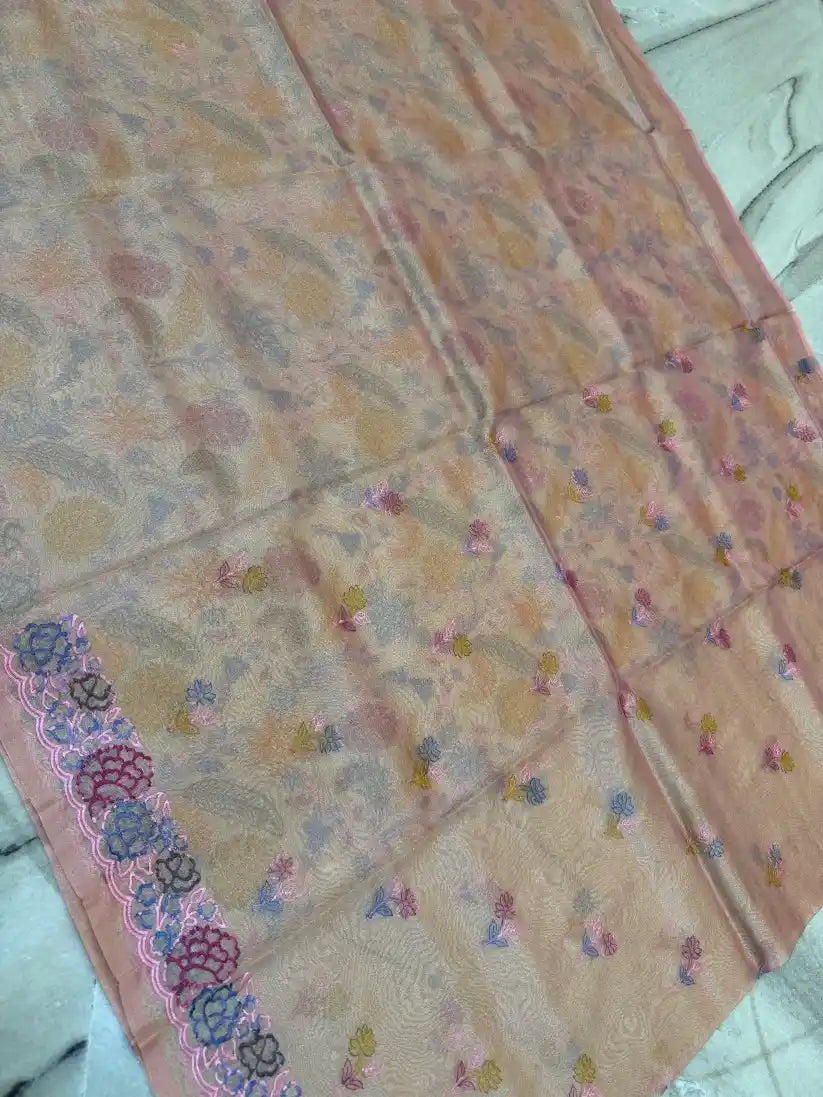 Piece Banarasi Tissue Embroidery  Silk Suit